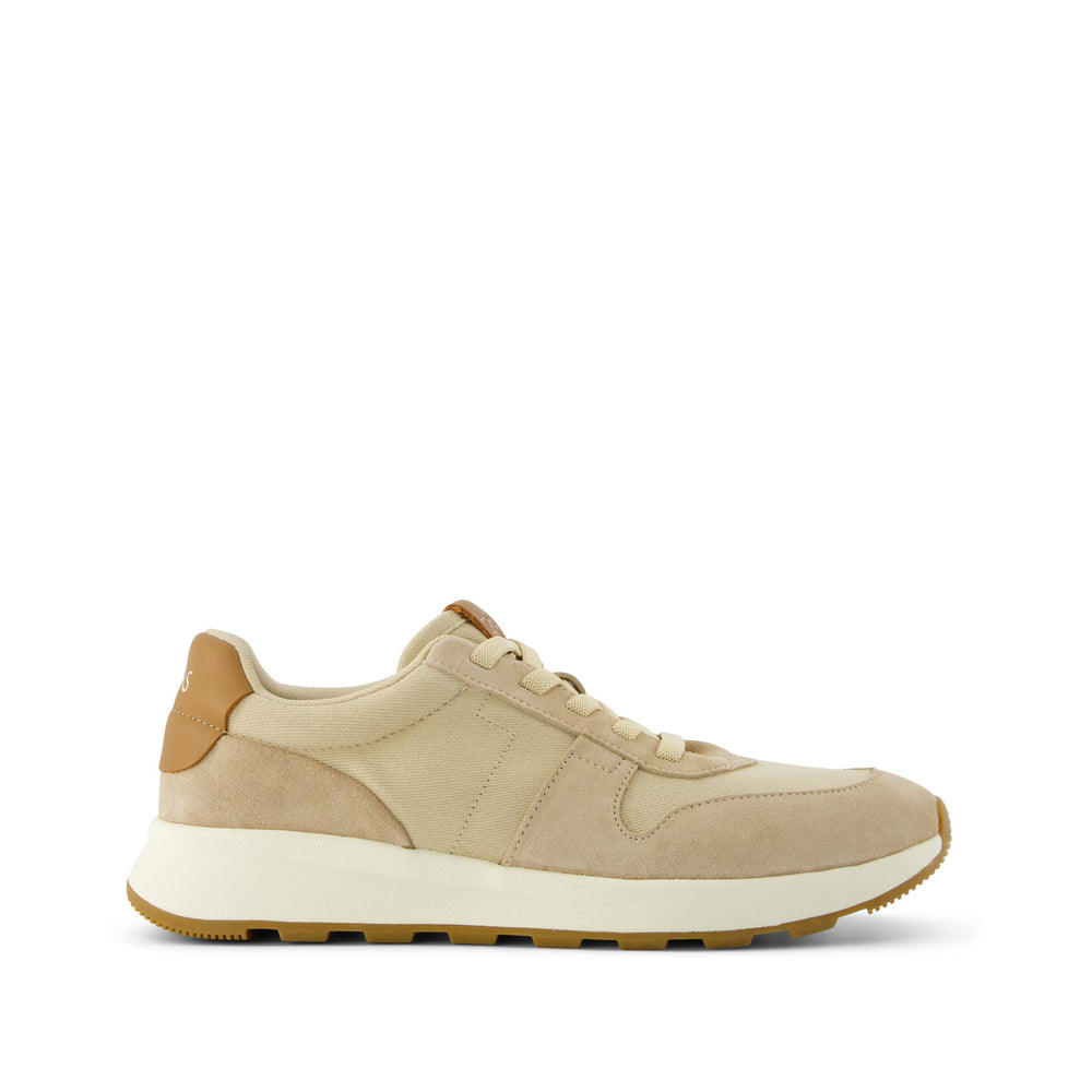 TRVL LITE Retro Runner Water Repellent Almond Twill and Leather Sneaker - Toms online