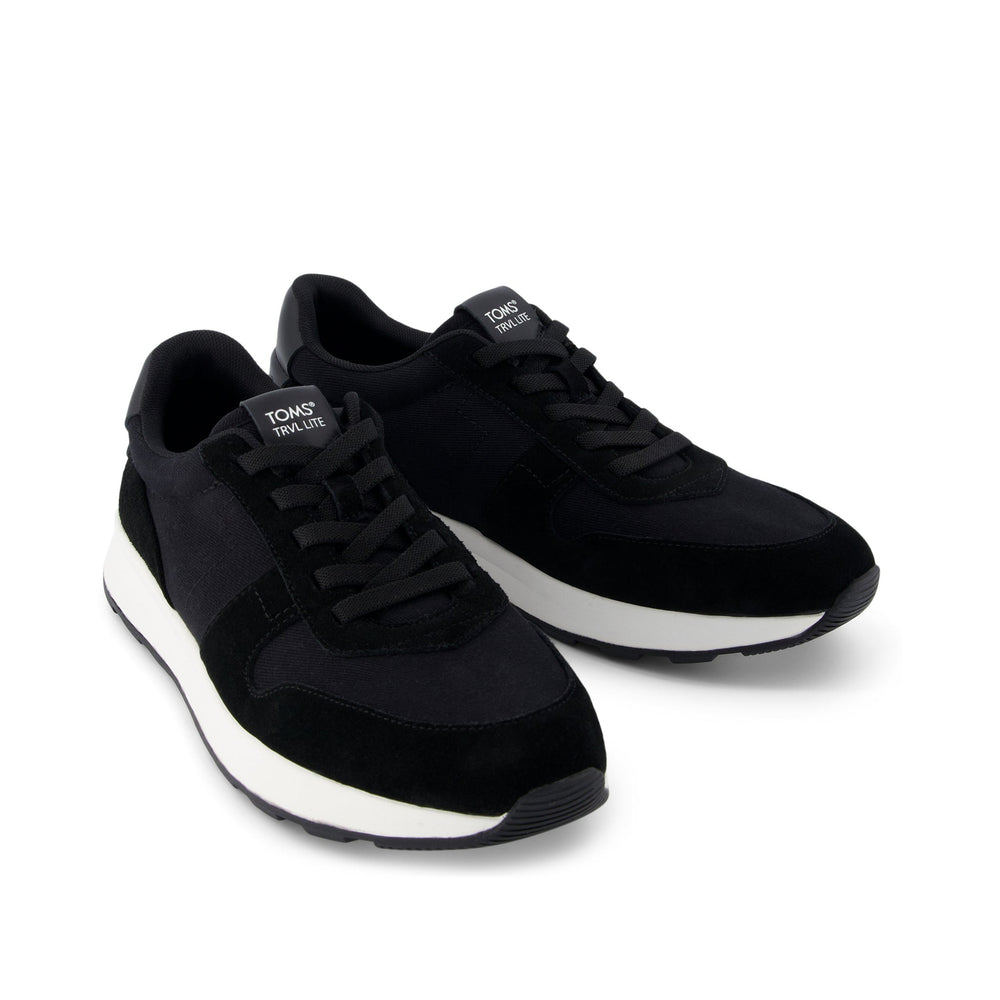 TRVL Lite Retro Runner Black Suede Water Repellent Sneaker - Toms on sale