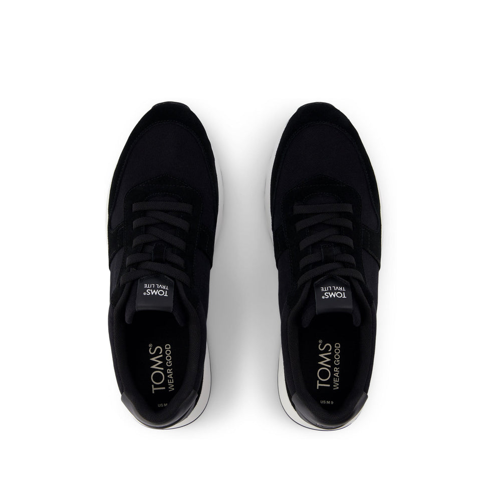 TRVL Lite Retro Runner Black Suede Water Repellent Sneaker - Toms on sale