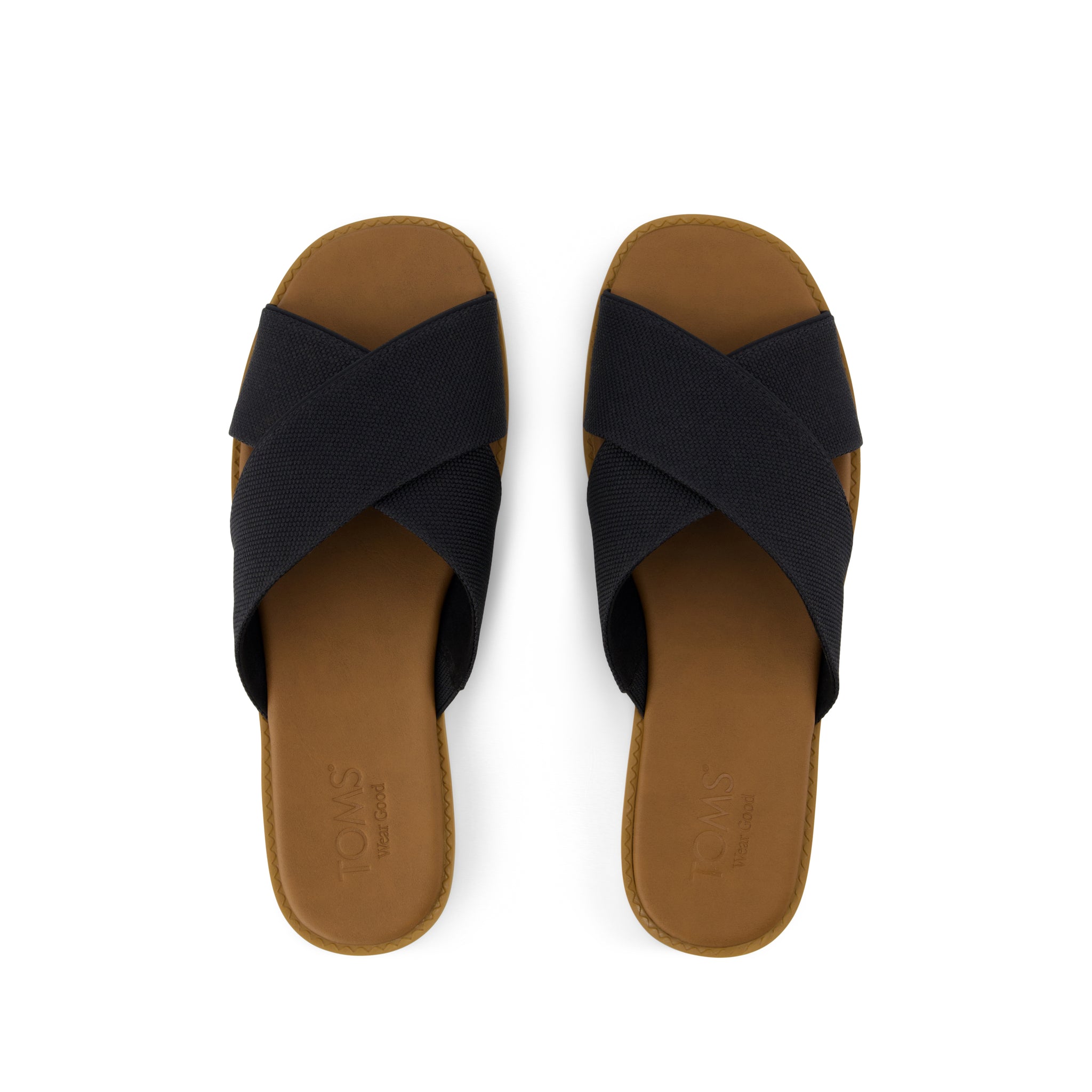 Mae Crossover Slide Sandal Black Heavy Canvas - Toms on sale