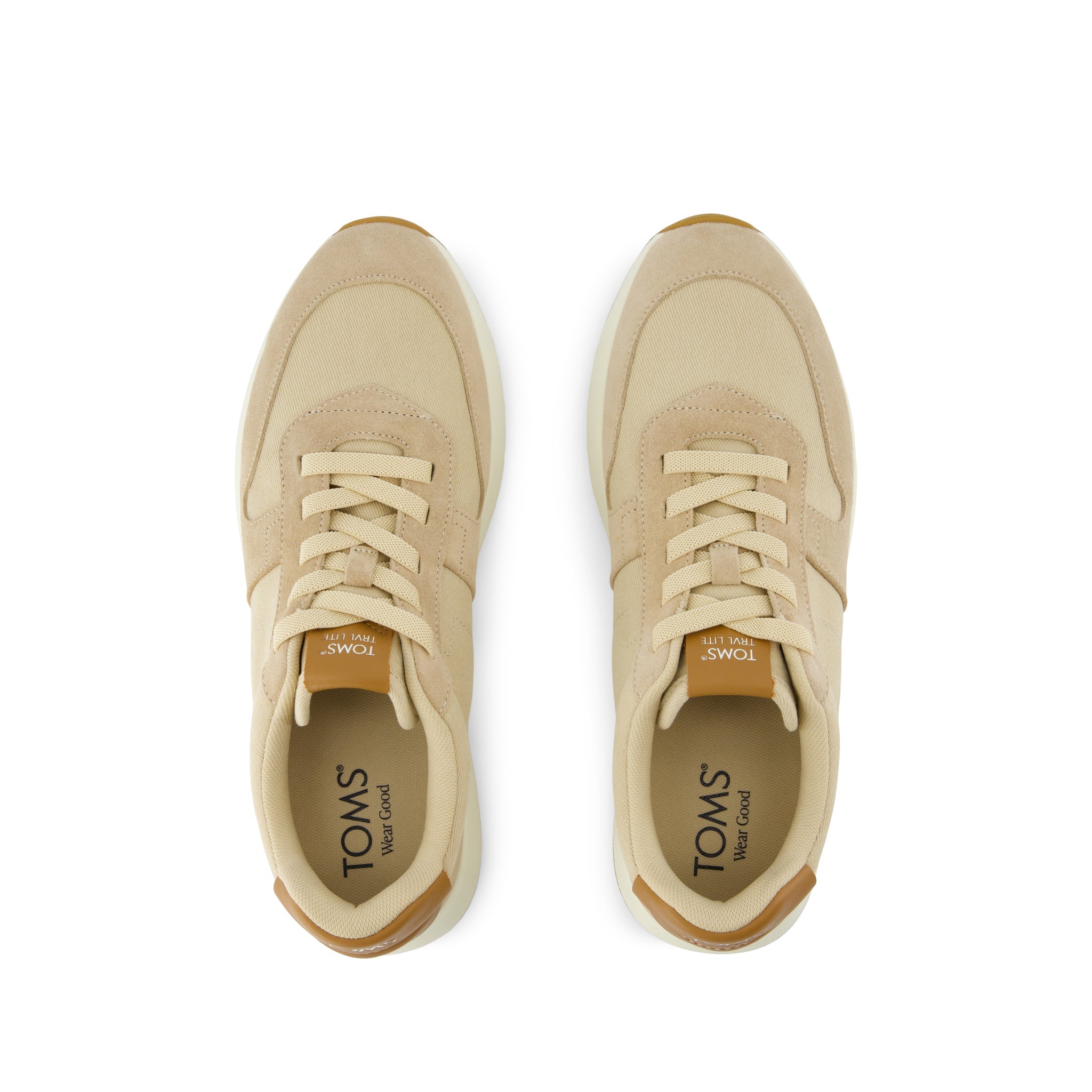 TRVL LITE Retro Runner Water Repellent Almond Twill and Leather Sneaker - Toms online