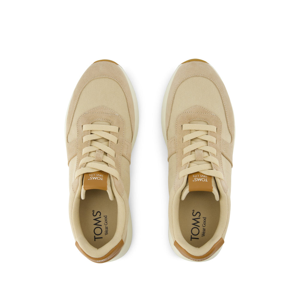 TRVL LITE Retro Runner Water Repellent Almond Twill and Leather Sneaker - Toms online