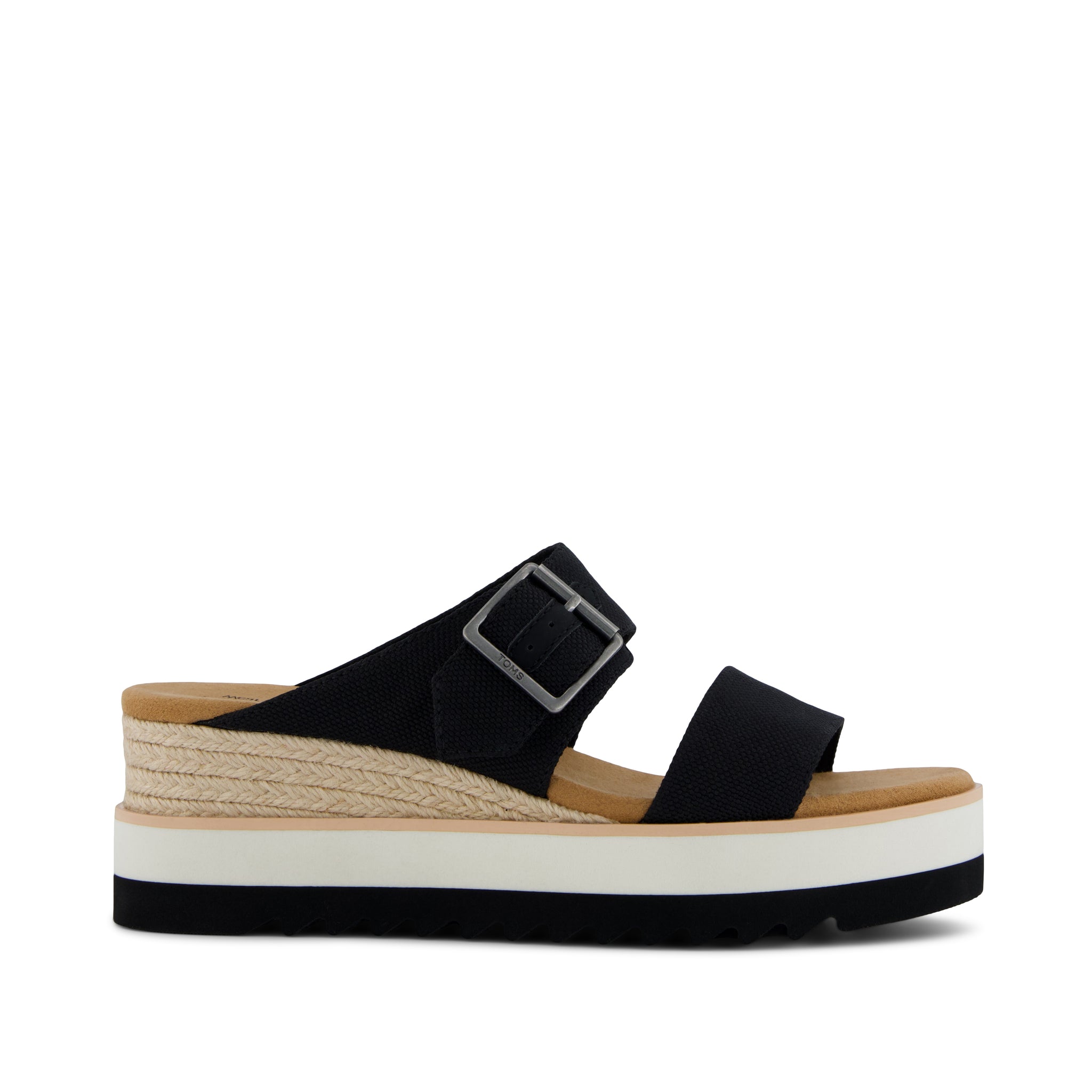 Diana Mule Buckle Wedge Sandal Black Heavy Canvas - Toms online