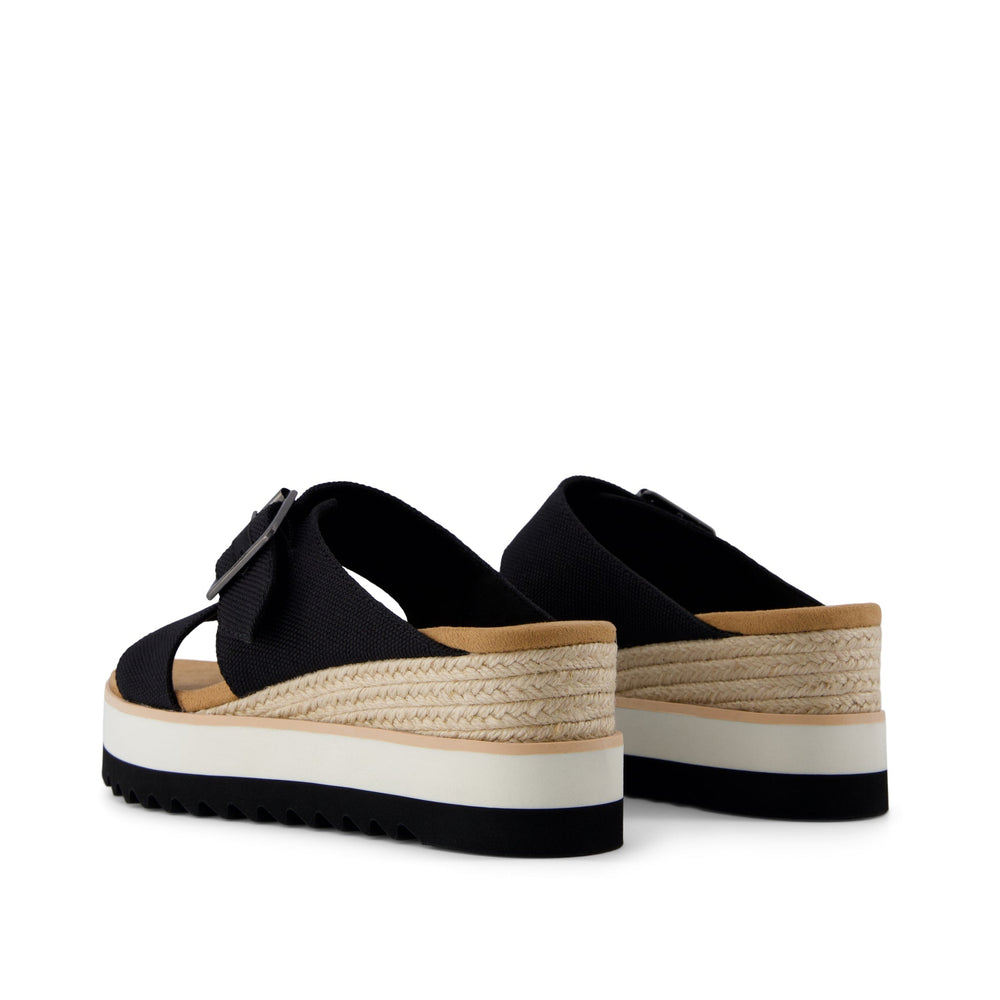 Diana Mule Buckle Wedge Sandal Black Heavy Canvas - Toms online