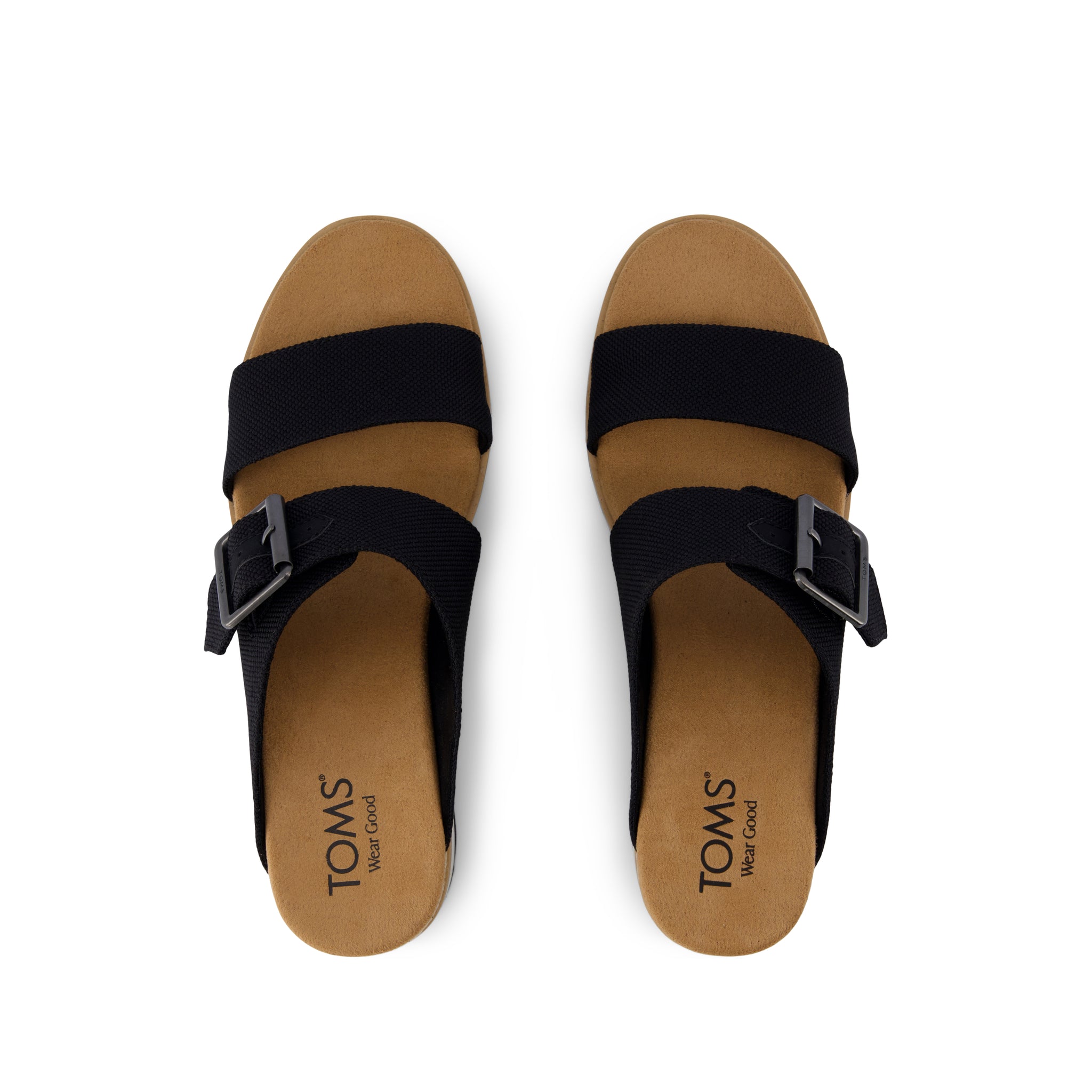 Diana Mule Buckle Wedge Sandal Black Heavy Canvas - Toms online