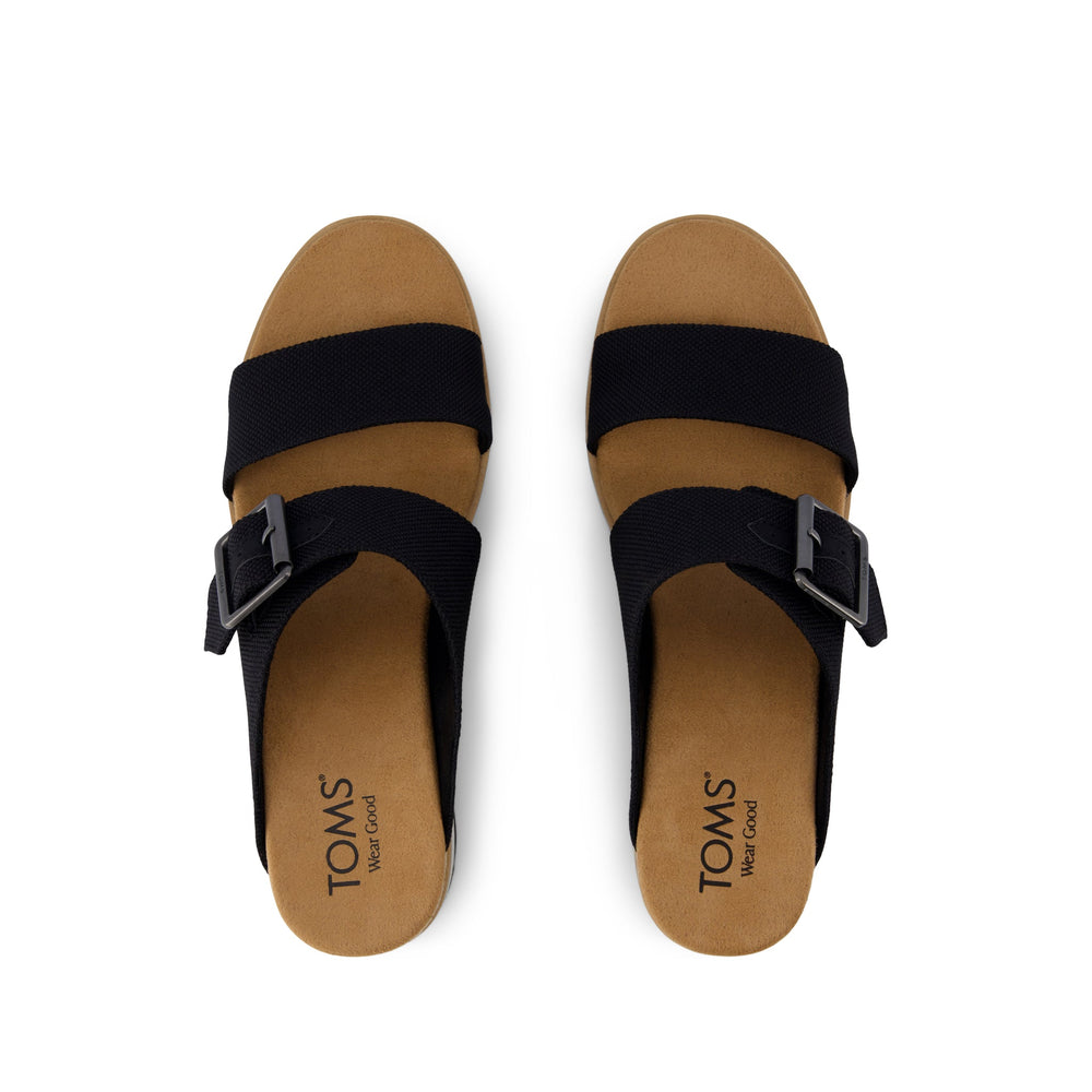 Diana Mule Buckle Wedge Sandal Black Heavy Canvas - Toms online