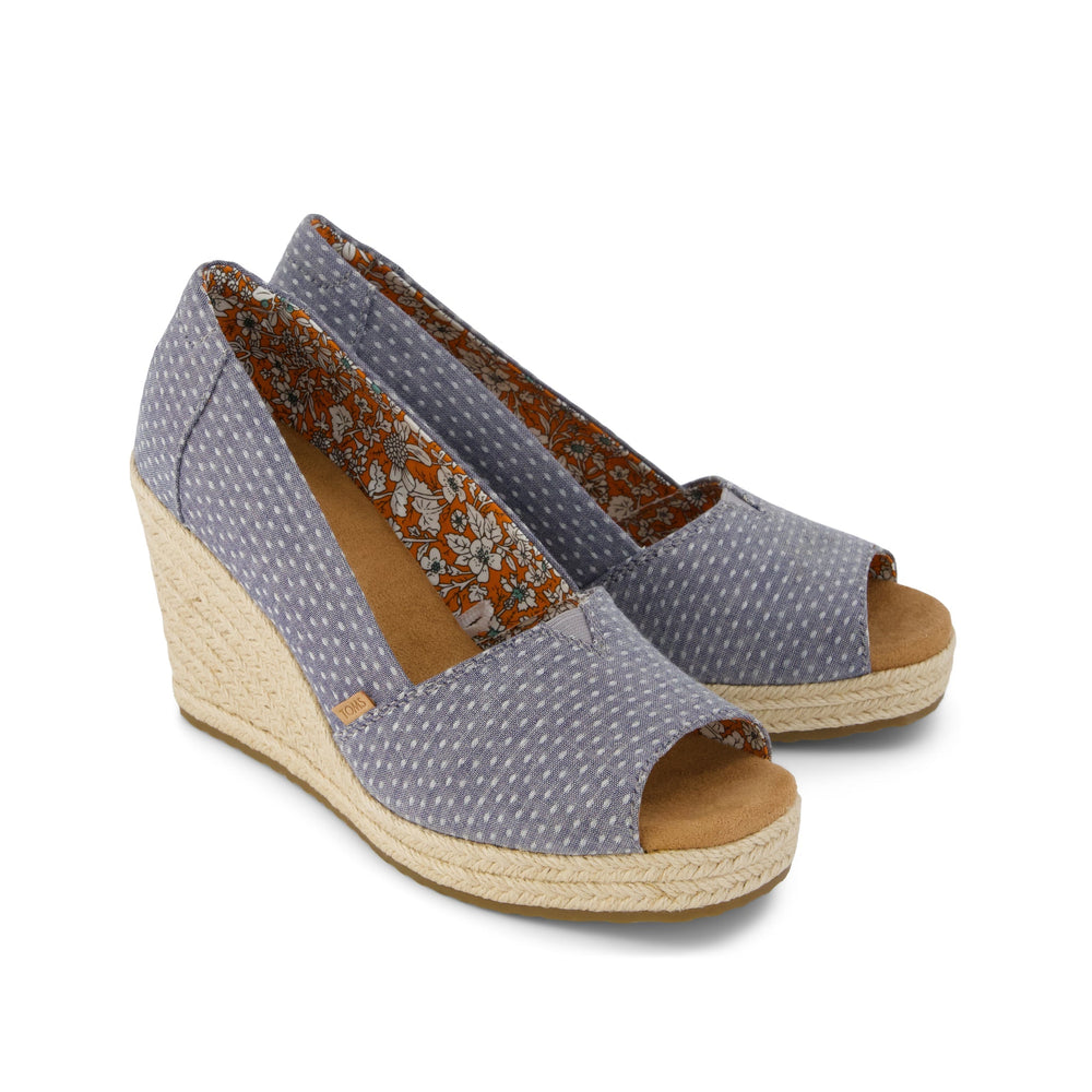 Essential Wedge Niagara Mist Chambray Dot - Toms on sale