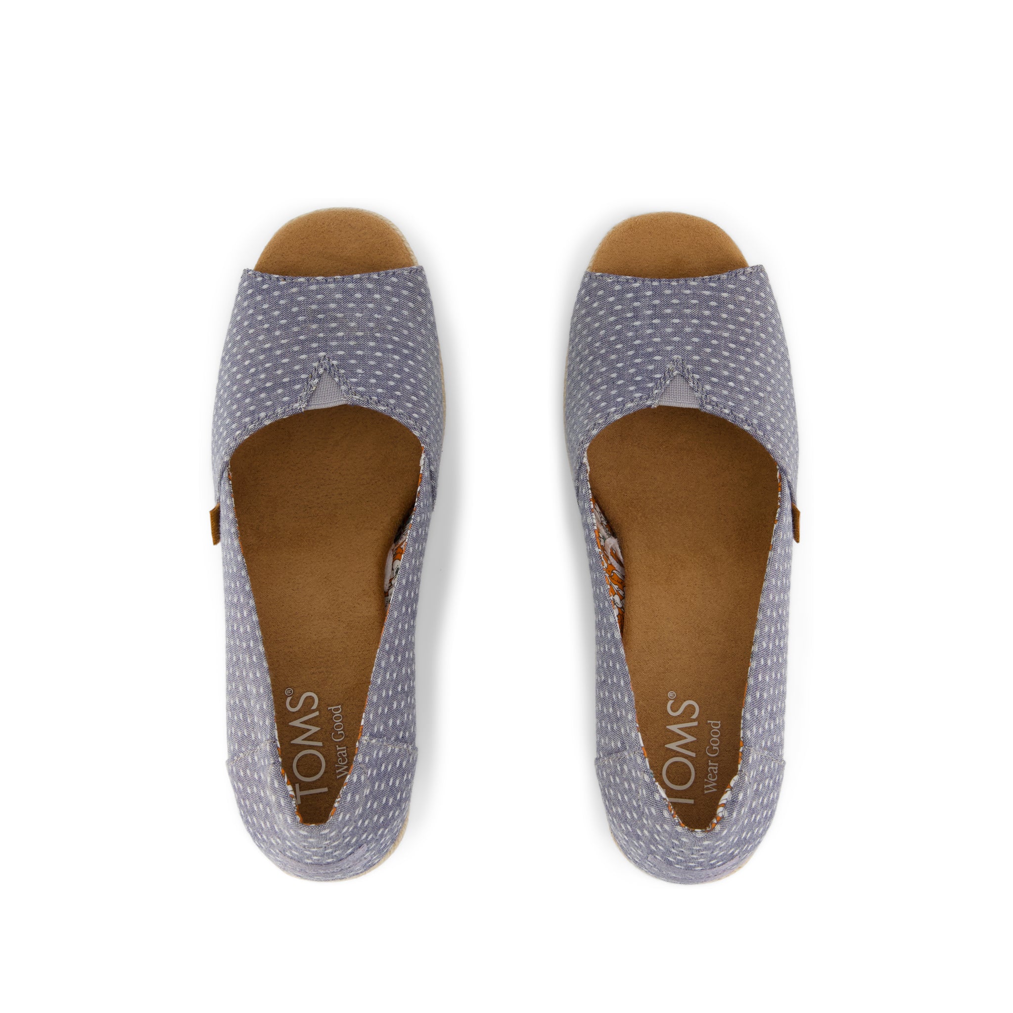 Essential Wedge Niagara Mist Chambray Dot - Toms on sale