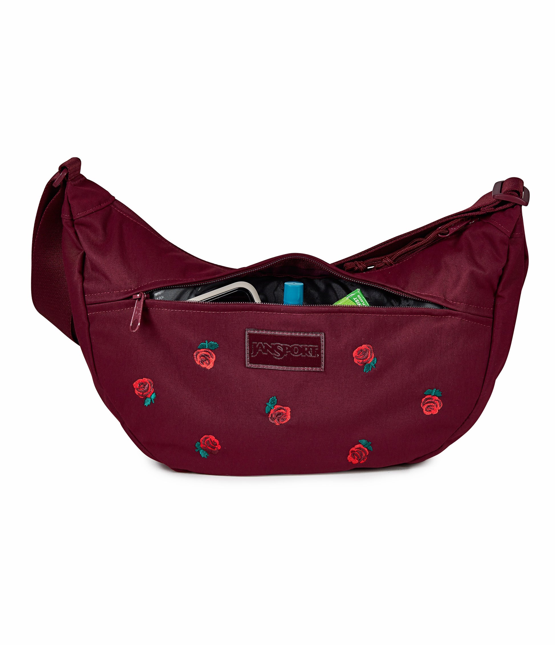 JanSport Unphased Crossbody Large FX - Just A Rose Embroidery Cherry Lacquer